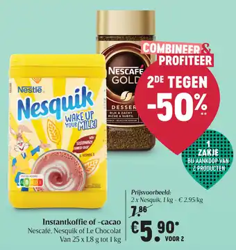 Delhaize Instankoffie of -cacao aanbieding