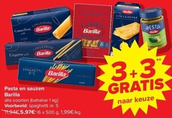 Carrefour Pasta en sauzen barilla aanbieding