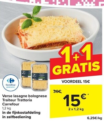 Carrefour Verse lasagne bolognese traiteur trattoria carrefour aanbieding
