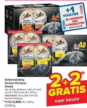 Carrefour Kattenvoeding perfect portions sheba aanbieding