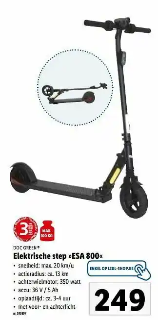 Lidl Elektrische step esa 800 aanbieding