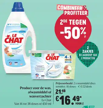 Delhaize Product voor de was afwasmiddel of wasverzachter aanbieding