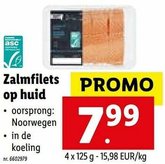 Lidl Zalmfilets op huid aanbieding