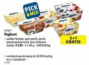 Lidl Yoghurt aardbei-banaan, peer-perzik, perzik aanbieding