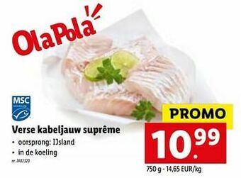 Lidl Verse kabeljauw suprême aanbieding