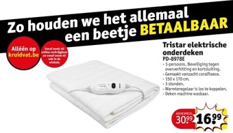 Kruidvat Tristar elektrische onderdeken aanbieding