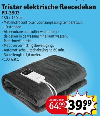 Kruidvat Tristar elektrische fleecedeken aanbieding