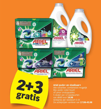 Albert Heijn Ariel pods+ en vloeibaar+ aanbieding