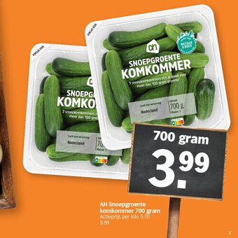 Albert Heijn Ah snoepgroente komkommer 700 gram aanbieding