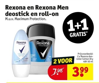 Kruidvat Rexona en rexona men deostick en roll-on aanbieding