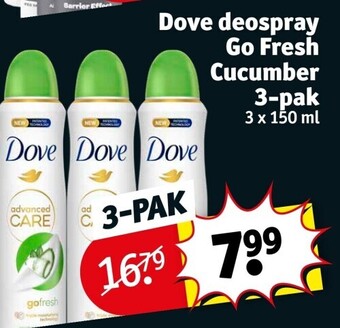 Kruidvat Dove deospray go fresh cucumber 3-pak aanbieding