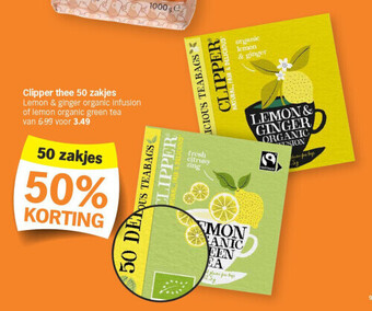 Albert Heijn Clipper thee 50 zakjes aanbieding