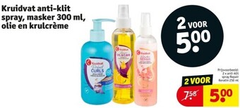 Kruidvat Kruidvat anti-klit spray, masker 300 ml, olie en krulcrème aanbieding