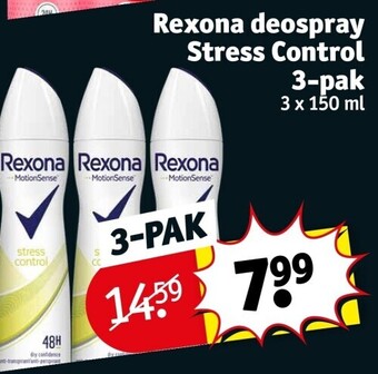 Kruidvat Rexona deospray stress control 3-pak aanbieding
