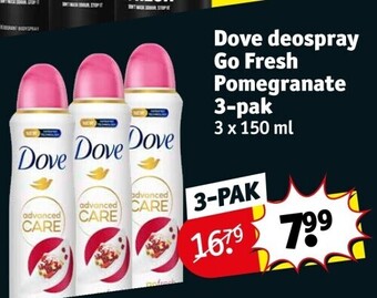 Kruidvat Dove deospray go fresh pomegranate 3-pak aanbieding