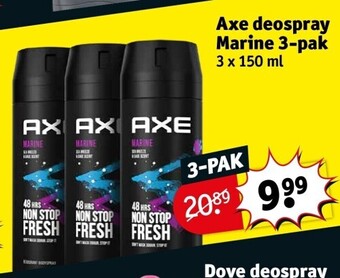 Kruidvat Axe deospray marine 3-pak aanbieding