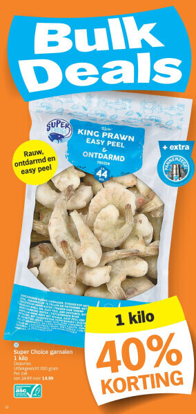 Albert Heijn Super choice garnalen 1 kilo aanbieding