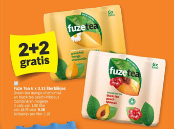 Albert Heijn Fuze tea 6 x 0.33 literblikjes aanbieding
