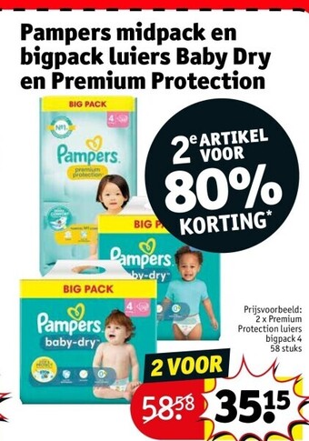 Kruidvat Pampers midpack en bigpack luiers baby dry en premium protection aanbieding
