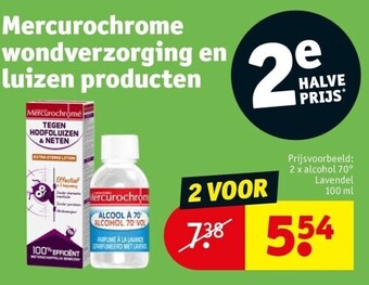 Kruidvat Mercurochrome wondverzorging en luizen producten aanbieding