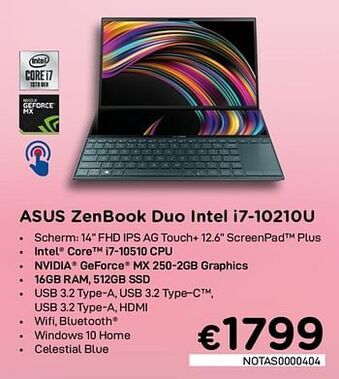 Asus zenbook duo intel i7-10210u
