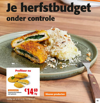 Colruyt Gepaneerde kalkoen met spinazie aanbieding