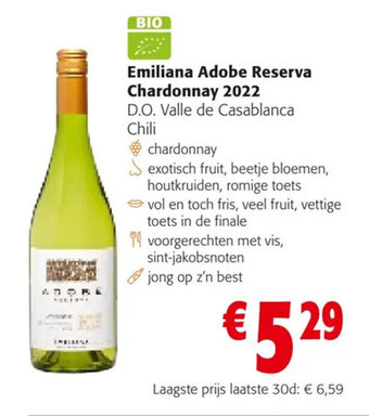 Colruyt Emiliana Adobe Reserva Chardonnay 2022 aanbieding