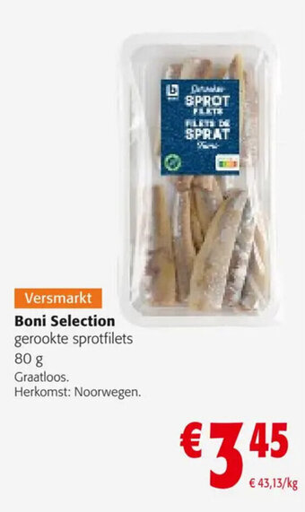 Colruyt Boni Selection gerookte sprotfilets 80 g aanbieding