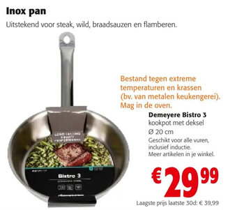 Colruyt Demeyere Bistro 3 kookpot met deksel 20 cm aanbieding