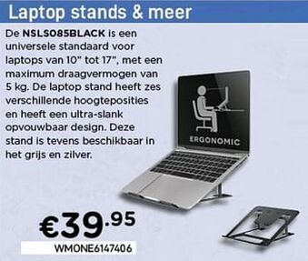 CompuDeals Newstar laptop stands nsls085black aanbieding
