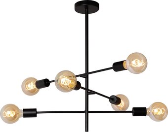 Bol.com Lucide lester - plafonnière - 6xe27 - zwart aanbieding