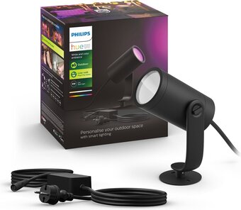 Bol.com Philips hue lily tuinspot - wit en gekleurd licht - 1-spot - zwart - laagspanning - basis aanbieding