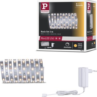 Bol.com Paulmann maxled 250 basisset - ongecoat - 3m - warmwit - eén systeem – maximale mogelijkheden aanbieding