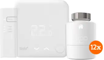 Coolblue Tado slimme thermostaat v3+ startpakket + 12 radiatorknoppen aanbieding