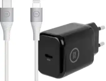 Coolblue Bluebuilt power delivery oplader 30w zwart + lightning kabel 1,5m nylon wit aanbieding