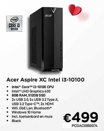 CompuDeals Acer aspire xc intel i3-10100 aanbieding