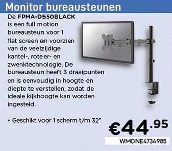 CompuDeals Newstar monitor bureausteunen fpma-d550black aanbieding