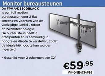 CompuDeals Newstar monitor bureausteunen fpma-d550dblack aanbieding