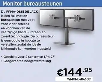 CompuDeals Monitor bureausteunen fpma-d865dblack aanbieding