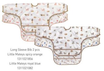 Multi bazar Long Sleeve Bib 2 pcs Little Mateys spicy orange 1311021856 Little Mateys royal blue 1311021082 aanbieding