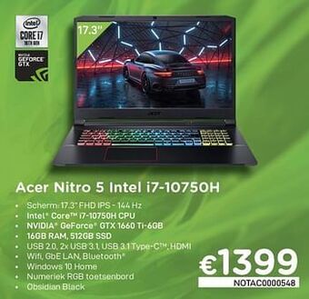 Acer nitro 5 intel i7-10750h