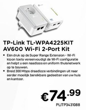 CompuDeals Tp-link tl-wpa4225kit av600 wi-fi 2-port kit aanbieding