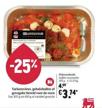 Delhaize Varkensvlees, gehaktballen of gevogelte bereid voor de oven aanbieding