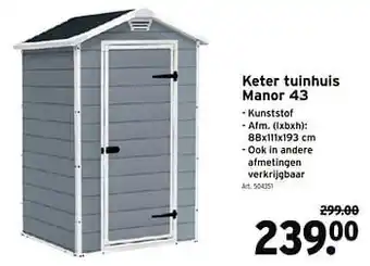 GAMMA Keter tuinhuis manor 43 aanbieding