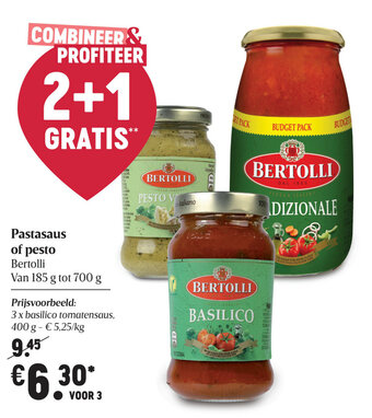 Delhaize Pastasaus of pesto aanbieding