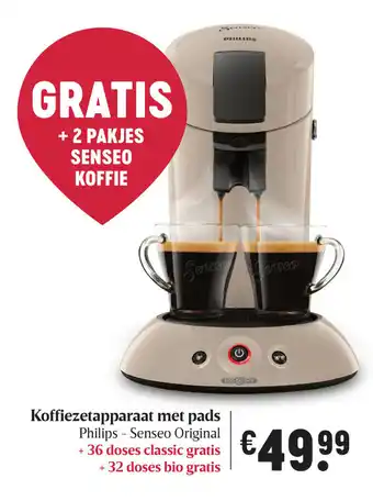 Delhaize Koffiezetapparaat met pads aanbieding