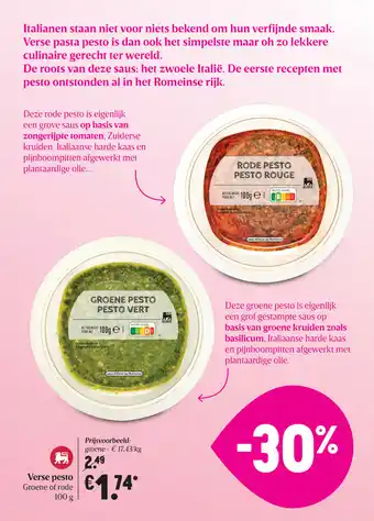 Delhaize Verse pesto 100g aanbieding