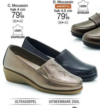 Damart Mocassin hak 4 cm 36-42 SCHAPENLEDER aanbieding