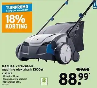 GAMMA Gamma verticuteermachine elektrisch v1332x2 aanbieding