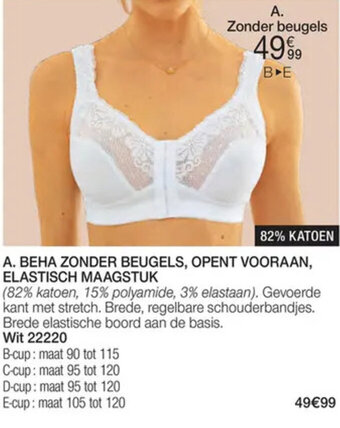Damart BEHA ZONDER BEUGELS, OPENT VOORAAN, ELASTISCH MAAGSTUK aanbieding